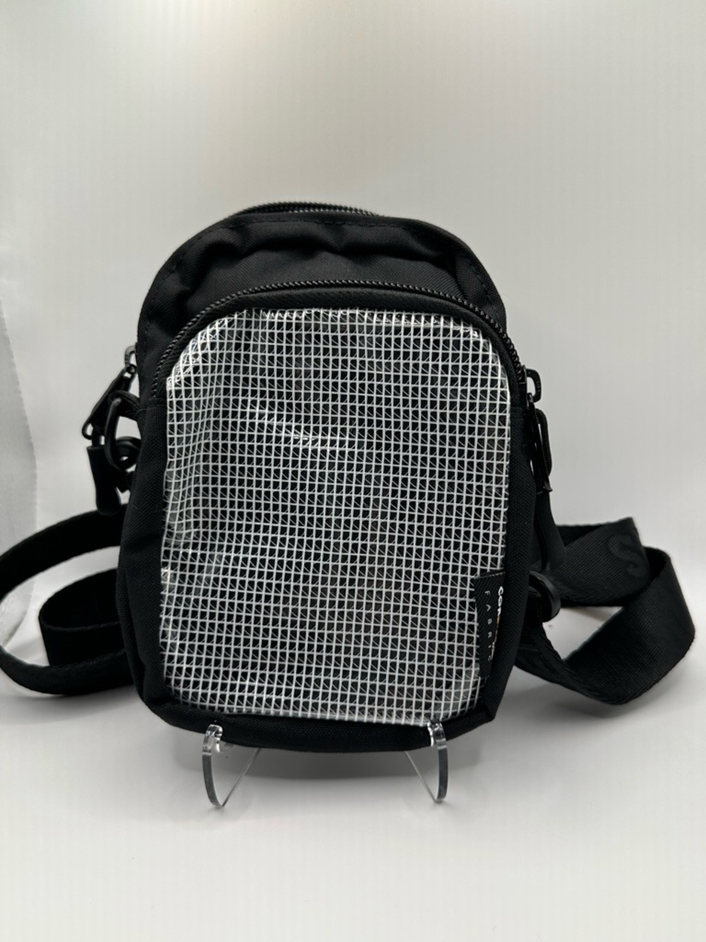 American Eagle Outfitters Black Sling Bag with White Grid Panel